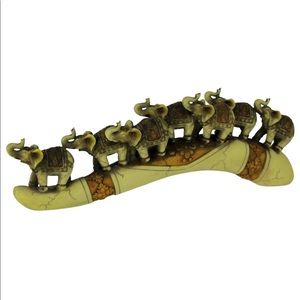 Good Luck Ivory Elephants on Bridge Figurine